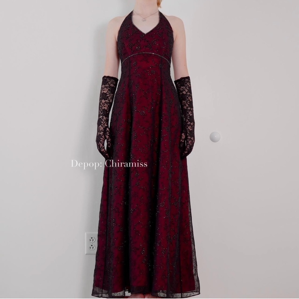 Vintage Y2K 90s Burgundy Red Goth
Prom Dress